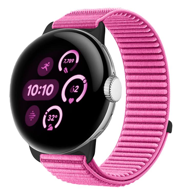 สายรัดนาฬิกาแบบตีนตุ๊กแกไนลอนทอพร้อมอินเทอร์เฟซโลหะ สำหรับ Google Pixel Watch 4 / Watch 3 45mm, สำหรับ Google Pixel Watch 4 / 3 / 2 / 1 41mm