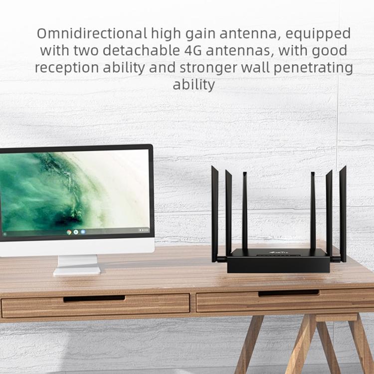 ED128 6 Antennas SIM Card Eurasia Version 4G LTE 300Mbps Wireless WiFi Home Office Router, US Plug, EU Plug