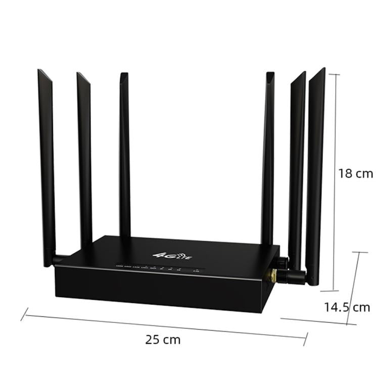 ED128 6 Antennas SIM Card Eurasia Version 4G LTE 300Mbps Wireless WiFi Home Office Router, US Plug, EU Plug
