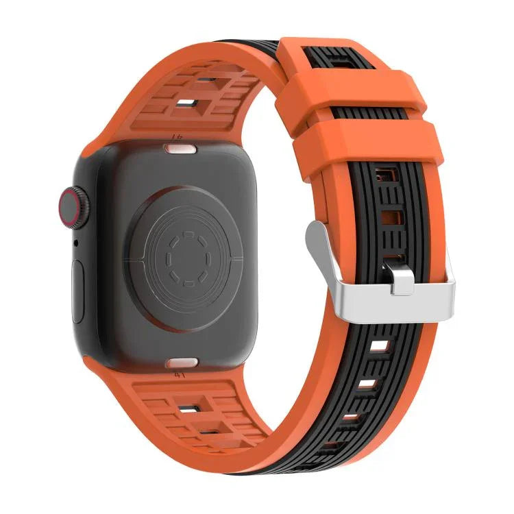 สายรัดนาฬิกาซิลิโคนลายเส้นตั้งสองสี สำหรับ Apple Watch ขนาด 46 มม. / 49 มม. / 45 มม. / 44 มม., สำหรับ Apple Watch ขนาด 42 มม. / 41 มม. / 40 มม. / 38 มม.