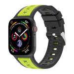 สายรัดนาฬิกาซิลิโคนลายเส้นตั้งสองสี สำหรับ Apple Watch ขนาด 46 มม. / 49 มม. / 45 มม. / 44 มม., สำหรับ Apple Watch ขนาด 42 มม. / 41 มม. / 40 มม. / 38 มม.
