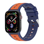 สายรัดนาฬิกาซิลิโคนลายเส้นตั้งสองสี สำหรับ Apple Watch ขนาด 46 มม. / 49 มม. / 45 มม. / 44 มม., สำหรับ Apple Watch ขนาด 42 มม. / 41 มม. / 40 มม. / 38 มม.