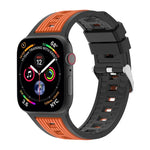 สายรัดนาฬิกาซิลิโคนลายเส้นตั้งสองสี สำหรับ Apple Watch ขนาด 46 มม. / 49 มม. / 45 มม. / 44 มม., สำหรับ Apple Watch ขนาด 42 มม. / 41 มม. / 40 มม. / 38 มม.