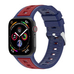 สายรัดนาฬิกาซิลิโคนลายเส้นตั้งสองสี สำหรับ Apple Watch ขนาด 46 มม. / 49 มม. / 45 มม. / 44 มม., สำหรับ Apple Watch ขนาด 42 มม. / 41 มม. / 40 มม. / 38 มม.