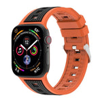 สายรัดนาฬิกาซิลิโคนลายเส้นตั้งสองสี สำหรับ Apple Watch ขนาด 46 มม. / 49 มม. / 45 มม. / 44 มม., สำหรับ Apple Watch ขนาด 42 มม. / 41 มม. / 40 มม. / 38 มม.