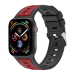 สายรัดนาฬิกาซิลิโคนลายเส้นตั้งสองสี สำหรับ Apple Watch ขนาด 46 มม. / 49 มม. / 45 มม. / 44 มม., สำหรับ Apple Watch ขนาด 42 มม. / 41 มม. / 40 มม. / 38 มม.