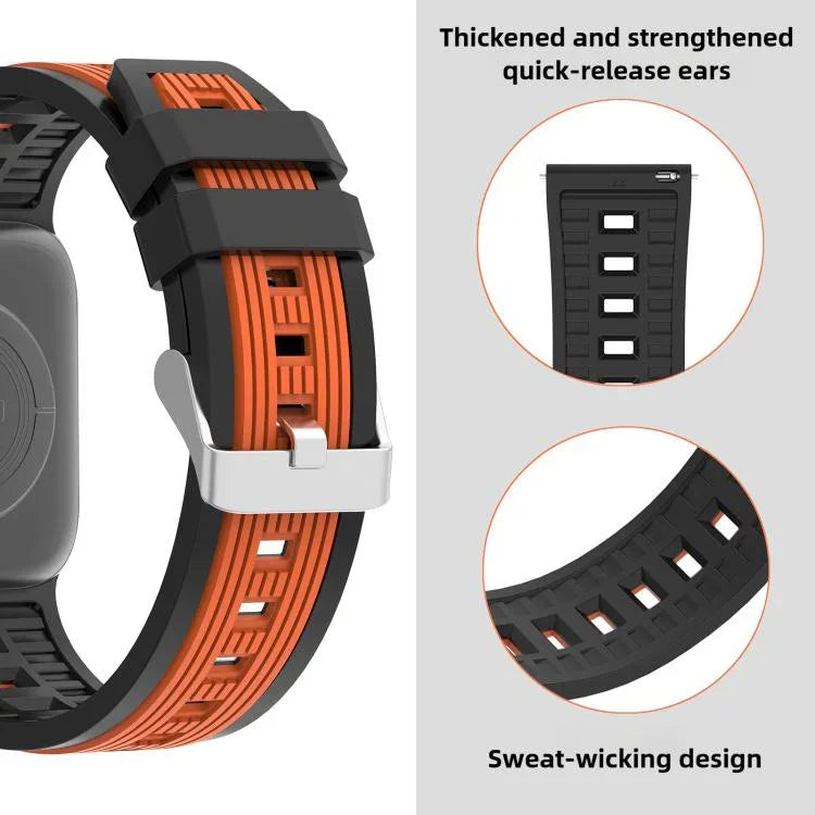 สายรัดนาฬิกาซิลิโคนลายเส้นตั้งสองสี สำหรับ Apple Watch ขนาด 46 มม. / 49 มม. / 45 มม. / 44 มม., สำหรับ Apple Watch ขนาด 42 มม. / 41 มม. / 40 มม. / 38 มม.