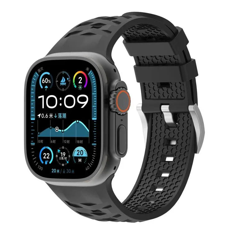 สายรัดนาฬิกาซิลิโคนสองสีลายยางรถยนต์ สำหรับ Apple Watch ขนาด 46 มม. / 49 มม. / 45 มม. / 44 มม., สำหรับ Apple Watch ขนาด 42 มม. / 41 มม. / 40 มม. / 38 มม.