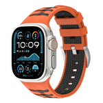 สายรัดนาฬิกาซิลิโคนสองสีลายยางรถยนต์ สำหรับ Apple Watch ขนาด 46 มม. / 49 มม. / 45 มม. / 44 มม., สำหรับ Apple Watch ขนาด 42 มม. / 41 มม. / 40 มม. / 38 มม.