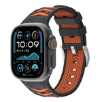 สายรัดนาฬิกาซิลิโคนสองสีลายยางรถยนต์ สำหรับ Apple Watch ขนาด 46 มม. / 49 มม. / 45 มม. / 44 มม., สำหรับ Apple Watch ขนาด 42 มม. / 41 มม. / 40 มม. / 38 มม.