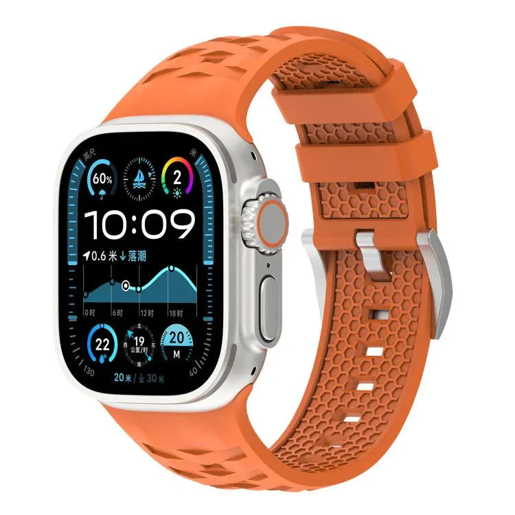 สายรัดนาฬิกาซิลิโคนสองสีลายยางรถยนต์ สำหรับ Apple Watch ขนาด 46 มม. / 49 มม. / 45 มม. / 44 มม., สำหรับ Apple Watch ขนาด 42 มม. / 41 มม. / 40 มม. / 38 มม.