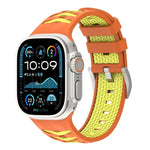 สายรัดนาฬิกาซิลิโคนสองสีลายยางรถยนต์ สำหรับ Apple Watch ขนาด 46 มม. / 49 มม. / 45 มม. / 44 มม., สำหรับ Apple Watch ขนาด 42 มม. / 41 มม. / 40 มม. / 38 มม.