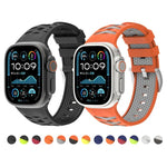 สายรัดนาฬิกาซิลิโคนสองสีลายยางรถยนต์ สำหรับ Apple Watch ขนาด 46 มม. / 49 มม. / 45 มม. / 44 มม., สำหรับ Apple Watch ขนาด 42 มม. / 41 มม. / 40 มม. / 38 มม.