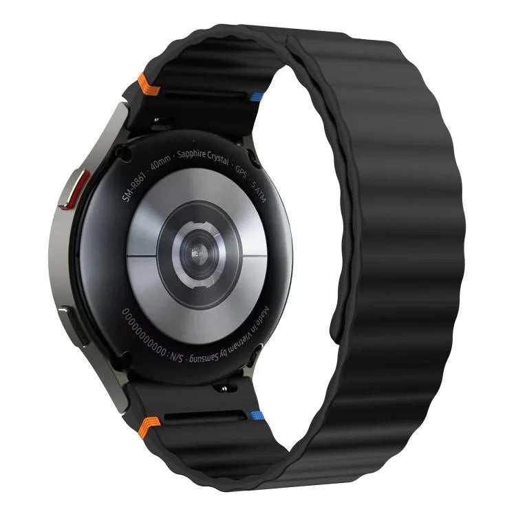 Wavy Grain Stitched Magnetic Silicone Watch Band, For Samsung Galaxy Watch 7 / 6 / 5 / 4