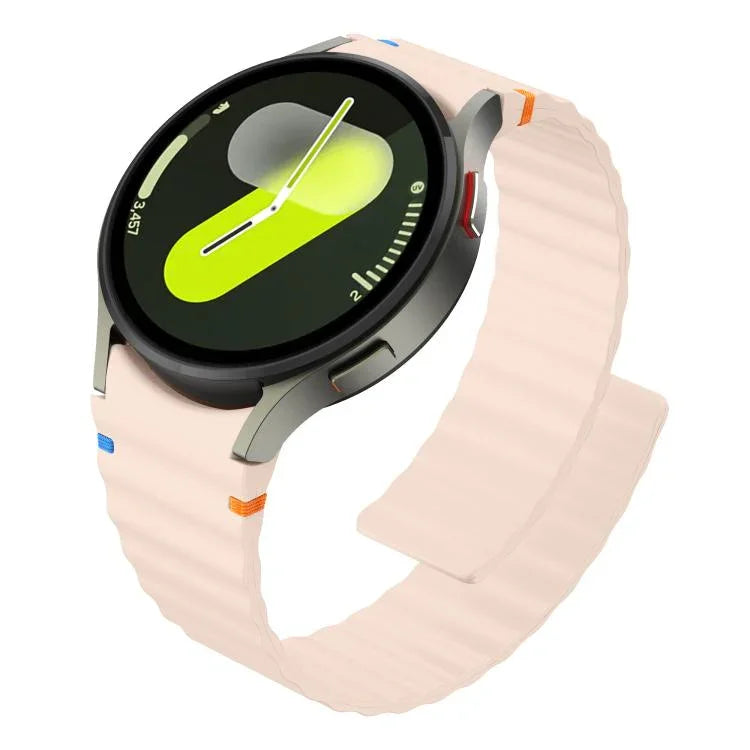 Wavy Grain Stitched Magnetic Silicone Watch Band, For Samsung Galaxy Watch 7 / 6 / 5 / 4