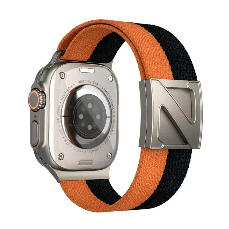 สายรัดนาฬิกาไนลอนสองสีหัวเข็มขัดแม่เหล็กรูปตัว Z สำหรับ Apple Watch ขนาด 46 มม. / 49 มม. / 45 มม. / 44 มม., สำหรับ Apple Watch ขนาด 42 มม. / 41 มม. / 40 มม. / 38 มม.