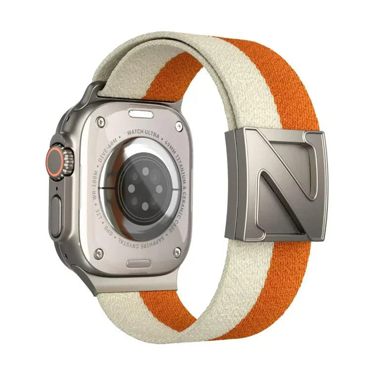 สายรัดนาฬิกาไนลอนสองสีหัวเข็มขัดแม่เหล็กรูปตัว Z สำหรับ Apple Watch ขนาด 46 มม. / 49 มม. / 45 มม. / 44 มม., สำหรับ Apple Watch ขนาด 42 มม. / 41 มม. / 40 มม. / 38 มม.