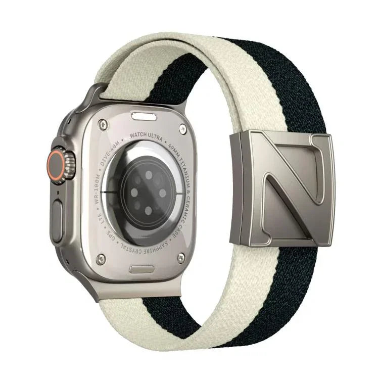สายรัดนาฬิกาไนลอนสองสีหัวเข็มขัดแม่เหล็กรูปตัว Z สำหรับ Apple Watch ขนาด 46 มม. / 49 มม. / 45 มม. / 44 มม., สำหรับ Apple Watch ขนาด 42 มม. / 41 มม. / 40 มม. / 38 มม.