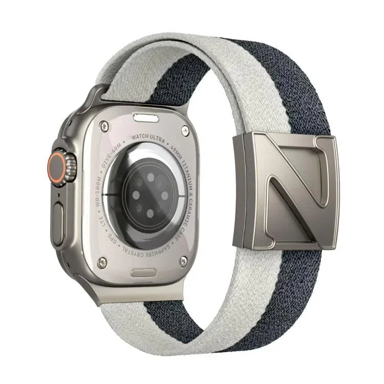 สายรัดนาฬิกาไนลอนสองสีหัวเข็มขัดแม่เหล็กรูปตัว Z สำหรับ Apple Watch ขนาด 46 มม. / 49 มม. / 45 มม. / 44 มม., สำหรับ Apple Watch ขนาด 42 มม. / 41 มม. / 40 มม. / 38 มม.