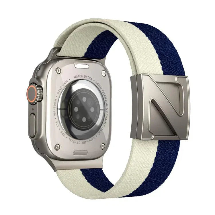 สายรัดนาฬิกาไนลอนสองสีหัวเข็มขัดแม่เหล็กรูปตัว Z สำหรับ Apple Watch ขนาด 46 มม. / 49 มม. / 45 มม. / 44 มม., สำหรับ Apple Watch ขนาด 42 มม. / 41 มม. / 40 มม. / 38 มม.