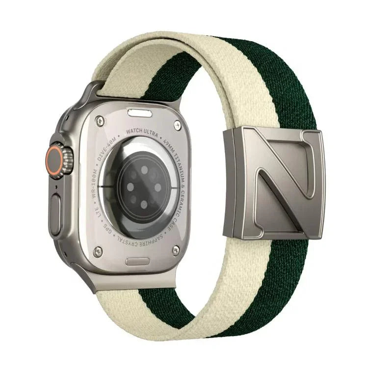 สายรัดนาฬิกาไนลอนสองสีหัวเข็มขัดแม่เหล็กรูปตัว Z สำหรับ Apple Watch ขนาด 46 มม. / 49 มม. / 45 มม. / 44 มม., สำหรับ Apple Watch ขนาด 42 มม. / 41 มม. / 40 มม. / 38 มม.