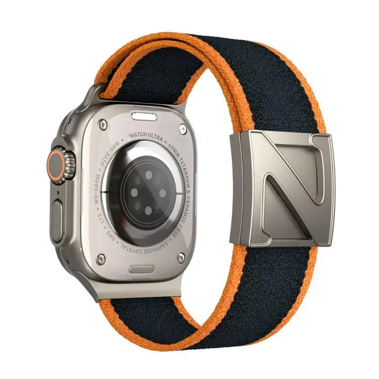 สายรัดนาฬิกาไนลอนสองสีหัวเข็มขัดแม่เหล็กรูปตัว Z สำหรับ Apple Watch ขนาด 46 มม. / 49 มม. / 45 มม. / 44 มม., สำหรับ Apple Watch ขนาด 42 มม. / 41 มม. / 40 มม. / 38 มม.