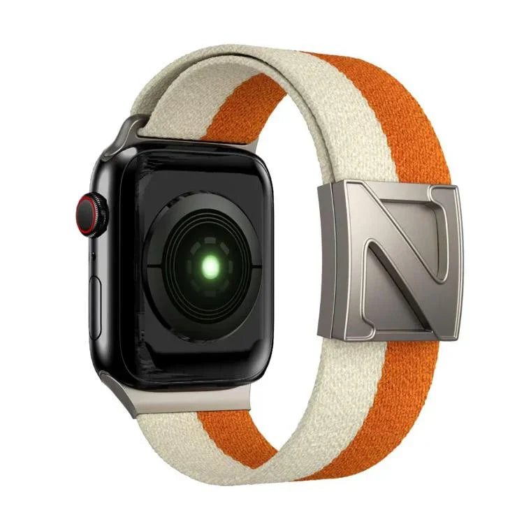สายรัดนาฬิกาไนลอนสองสีหัวเข็มขัดแม่เหล็กรูปตัว Z สำหรับ Apple Watch ขนาด 46 มม. / 49 มม. / 45 มม. / 44 มม., สำหรับ Apple Watch ขนาด 42 มม. / 41 มม. / 40 มม. / 38 มม.