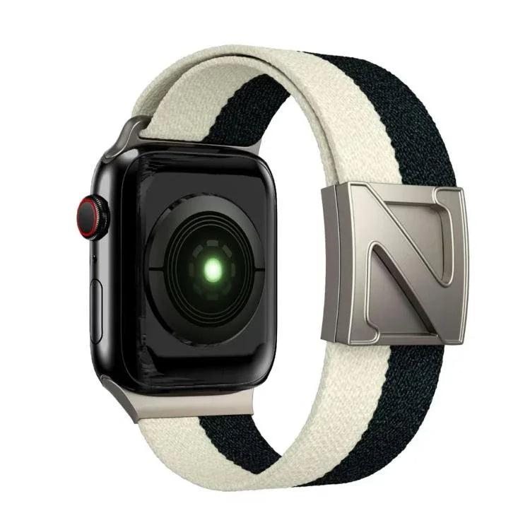 สายรัดนาฬิกาไนลอนสองสีหัวเข็มขัดแม่เหล็กรูปตัว Z สำหรับ Apple Watch ขนาด 46 มม. / 49 มม. / 45 มม. / 44 มม., สำหรับ Apple Watch ขนาด 42 มม. / 41 มม. / 40 มม. / 38 มม.