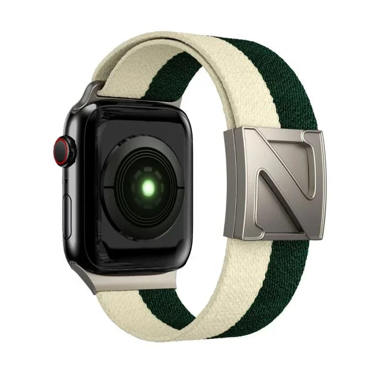 สายรัดนาฬิกาไนลอนสองสีหัวเข็มขัดแม่เหล็กรูปตัว Z สำหรับ Apple Watch ขนาด 46 มม. / 49 มม. / 45 มม. / 44 มม., สำหรับ Apple Watch ขนาด 42 มม. / 41 มม. / 40 มม. / 38 มม.