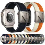 สายรัดนาฬิกาไนลอนสองสีหัวเข็มขัดแม่เหล็กรูปตัว Z สำหรับ Apple Watch ขนาด 46 มม. / 49 มม. / 45 มม. / 44 มม., สำหรับ Apple Watch ขนาด 42 มม. / 41 มม. / 40 มม. / 38 มม.