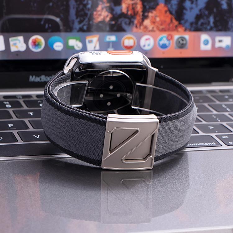 สายรัดนาฬิกาไนลอนสองสีหัวเข็มขัดแม่เหล็กรูปตัว Z สำหรับ Apple Watch ขนาด 46 มม. / 49 มม. / 45 มม. / 44 มม., สำหรับ Apple Watch ขนาด 42 มม. / 41 มม. / 40 มม. / 38 มม.