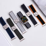 สายรัดนาฬิกาไนลอนสองสีหัวเข็มขัดแม่เหล็กรูปตัว Z สำหรับ Apple Watch ขนาด 46 มม. / 49 มม. / 45 มม. / 44 มม., สำหรับ Apple Watch ขนาด 42 มม. / 41 มม. / 40 มม. / 38 มม.