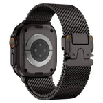 สายรัดนาฬิกาสแตนเลสสตีลตาข่ายหยาบแบบมิลานหัวเข็มขัดโลหะ สำหรับ Apple Watch ขนาด 46 มม. / 49 มม. / 45 มม. / 44 มม.