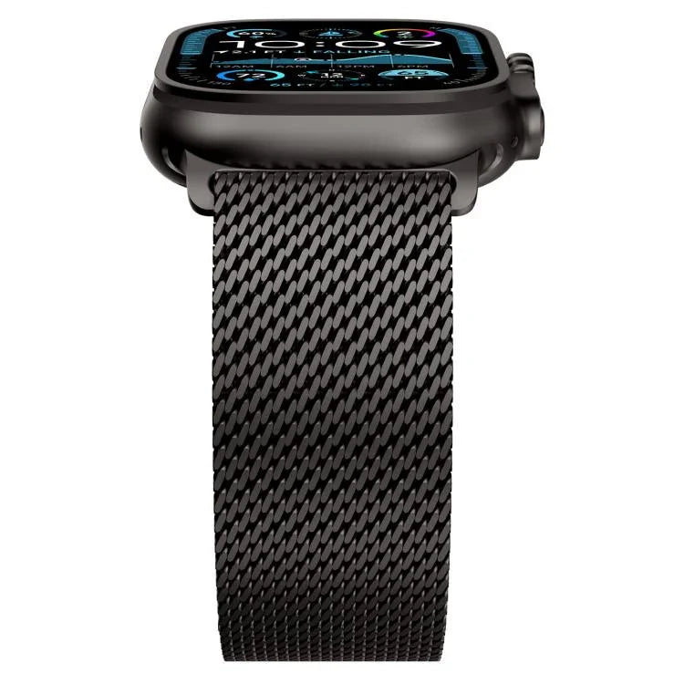 สายรัดนาฬิกาสแตนเลสสตีลตาข่ายหยาบแบบมิลานหัวเข็มขัดโลหะ สำหรับ Apple Watch ขนาด 46 มม. / 49 มม. / 45 มม. / 44 มม.