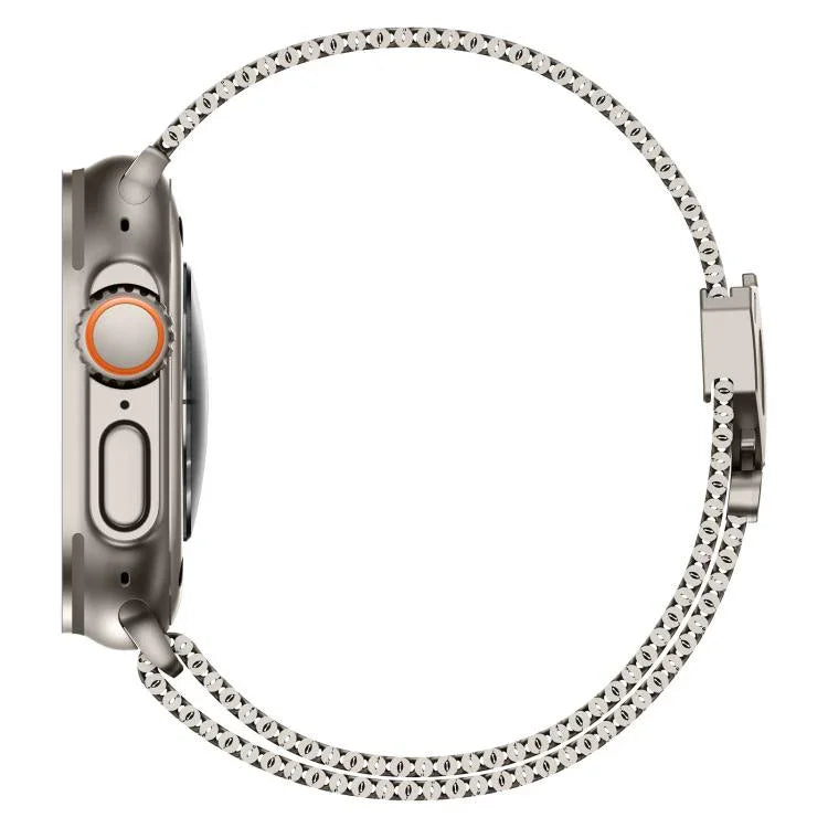 สายรัดนาฬิกาสแตนเลสสตีลตาข่ายหยาบแบบมิลานหัวเข็มขัดโลหะ สำหรับ Apple Watch ขนาด 46 มม. / 49 มม. / 45 มม. / 44 มม.