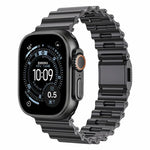 สายรัดนาฬิกาสแตนเลสสตีลหัวเข็มขัดแม่เหล็กลายคลื่นทะเล สำหรับ Apple Watch ขนาด 46 มม. / 49 มม. / 45 มม. / 44 มม.