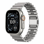 สายรัดนาฬิกาสแตนเลสสตีลหัวเข็มขัดแม่เหล็กลายคลื่นทะเล สำหรับ Apple Watch ขนาด 46 มม. / 49 มม. / 45 มม. / 44 มม.