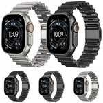 สายรัดนาฬิกาสแตนเลสสตีลหัวเข็มขัดแม่เหล็กลายคลื่นทะเล สำหรับ Apple Watch ขนาด 46 มม. / 49 มม. / 45 มม. / 44 มม.