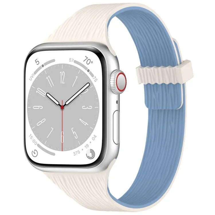 สายรัดนาฬิกาซิลิโคนแม่เหล็กลายไม้ลายเส้นน้ำขนาดเล็ก สำหรับ Apple Watch 46mm / 49mm / 45mm / 44mm, สำหรับ Apple Watch 42mm / 41mm / 40mm / 38mm