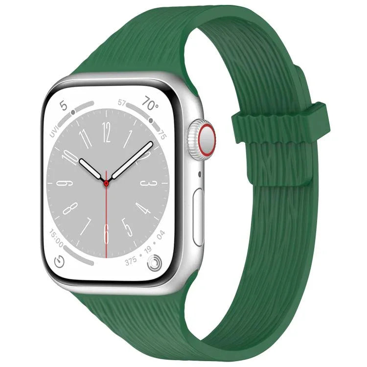 สายรัดนาฬิกาซิลิโคนแม่เหล็กลายไม้ลายเส้นน้ำขนาดเล็ก สำหรับ Apple Watch 46mm / 49mm / 45mm / 44mm, สำหรับ Apple Watch 42mm / 41mm / 40mm / 38mm