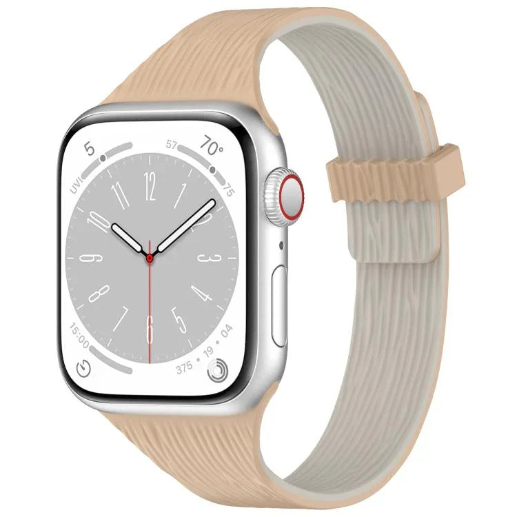 สายรัดนาฬิกาซิลิโคนแม่เหล็กลายไม้ลายเส้นน้ำขนาดเล็ก สำหรับ Apple Watch 46mm / 49mm / 45mm / 44mm, สำหรับ Apple Watch 42mm / 41mm / 40mm / 38mm