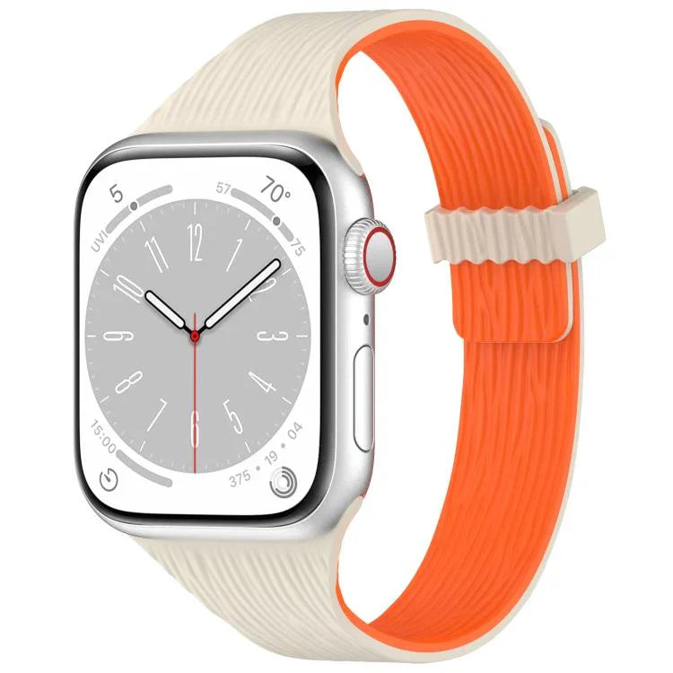 สายรัดนาฬิกาซิลิโคนแม่เหล็กลายไม้ลายเส้นน้ำขนาดเล็ก สำหรับ Apple Watch 46mm / 49mm / 45mm / 44mm, สำหรับ Apple Watch 42mm / 41mm / 40mm / 38mm