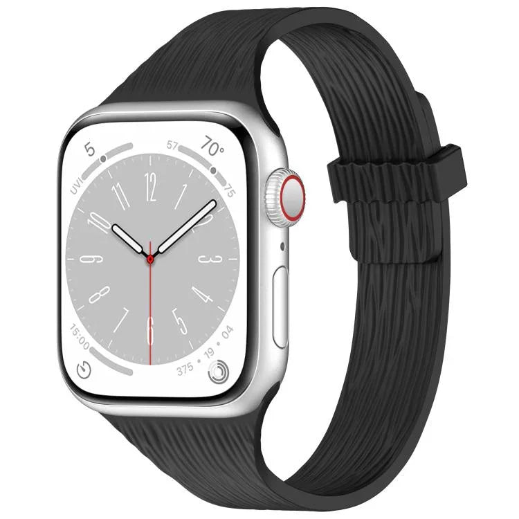 สายรัดนาฬิกาซิลิโคนแม่เหล็กลายไม้ลายเส้นน้ำขนาดเล็ก สำหรับ Apple Watch 46mm / 49mm / 45mm / 44mm, สำหรับ Apple Watch 42mm / 41mm / 40mm / 38mm