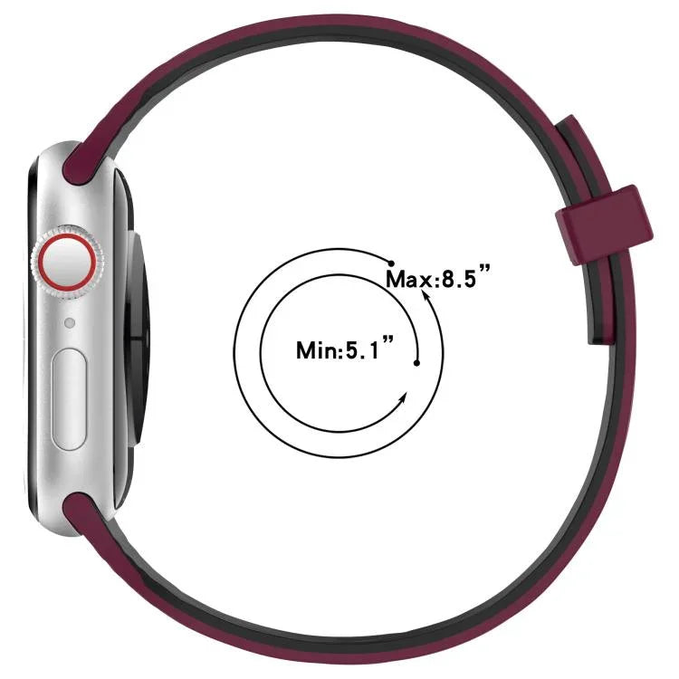 สายรัดนาฬิกาซิลิโคนแม่เหล็กลายไม้ลายเส้นน้ำขนาดเล็ก สำหรับ Apple Watch 46mm / 49mm / 45mm / 44mm, สำหรับ Apple Watch 42mm / 41mm / 40mm / 38mm