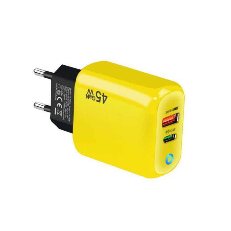 ที่ชาร์จ GaN 45W PD3.0 + QC3.0 รองรับโปรโตคอลเต็มรูปแบบสำหรับแล็ปท็อป / แท็บเล็ต, ปลั๊ก EU, ปลั๊ก EU