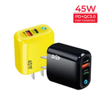 ที่ชาร์จ GaN 45W PD3.0 + QC3.0 รองรับโปรโตคอลเต็มรูปแบบสำหรับแล็ปท็อป / แท็บเล็ต, ปลั๊ก US, ปลั๊ก US