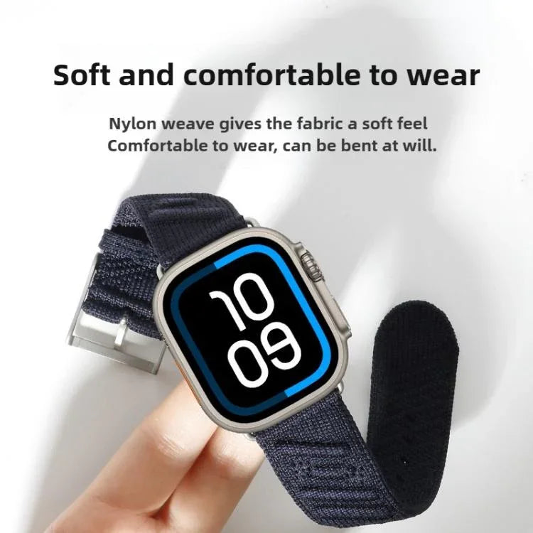 สายรัดนาฬิกาไนลอนทวิลสไตล์ H สำหรับ Apple Watch 46mm / 49mm / 45mm / 44mm, สำหรับ Apple Watch 42mm / 41mm / 40mm / 38mm