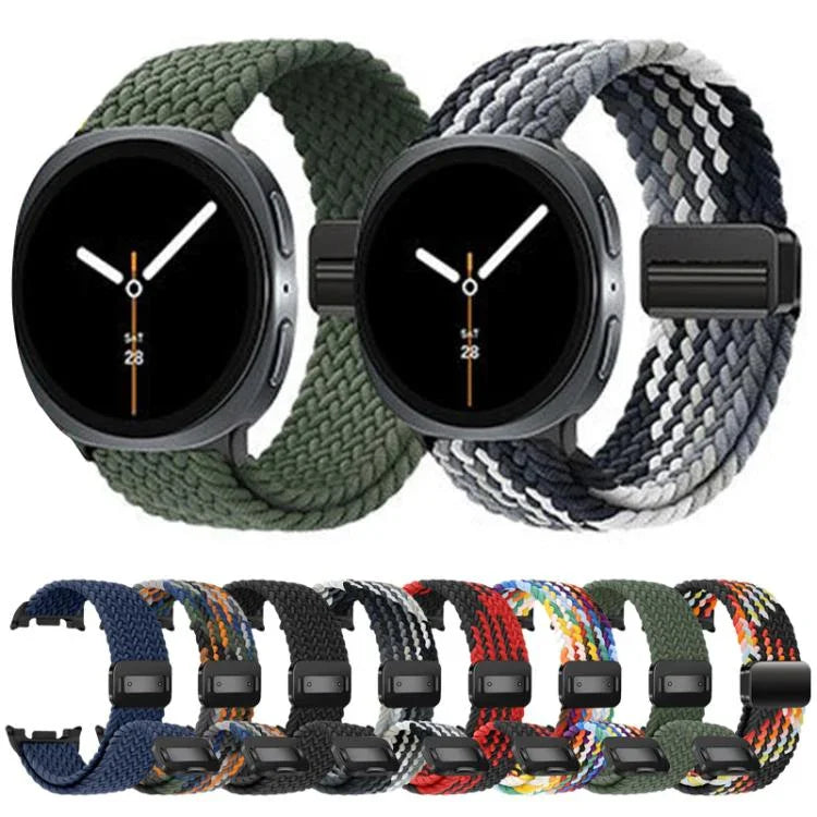 สายรัดนาฬิกาถักไนลอนยืดหยุ่นแบบสแนปแม่เหล็ก สำหรับ Samsung Galaxy Watch8 / Watch8 Classic