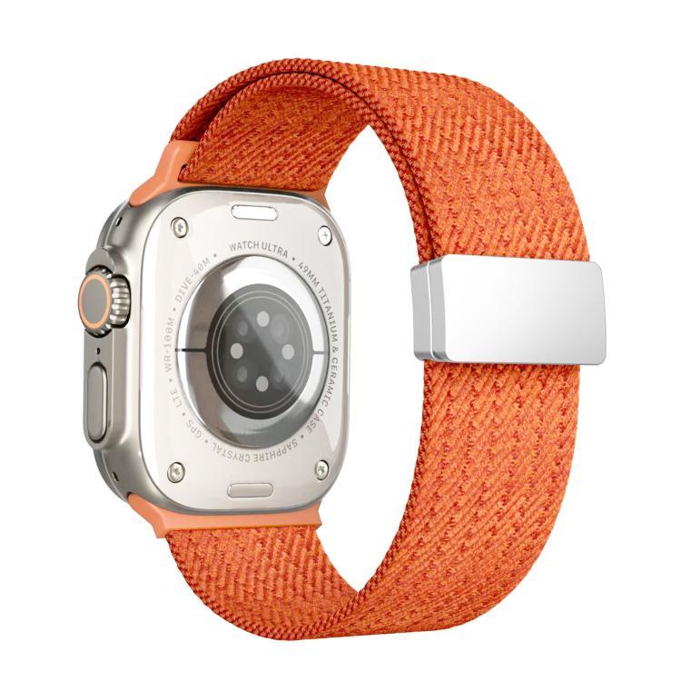 สายรัดนาฬิกาไนลอนยืดหยุ่นสี่เส้นแม่เหล็กสีเดียว สำหรับ Apple Watch 46mm / 49mm / 45mm / 44mm, สำหรับ Apple Watch 42mm / 41mm / 40mm / 38mm