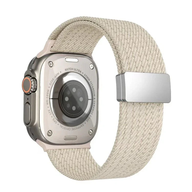 สายรัดนาฬิกาไนลอนยืดหยุ่นสี่เส้นแม่เหล็กสีเดียว สำหรับ Apple Watch 46mm / 49mm / 45mm / 44mm, สำหรับ Apple Watch 42mm / 41mm / 40mm / 38mm